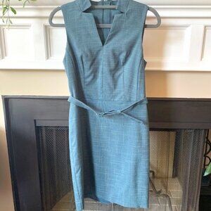 Ann Taylor Petite Teal Sleeveless Suit Dress with Belt (Size 00P)